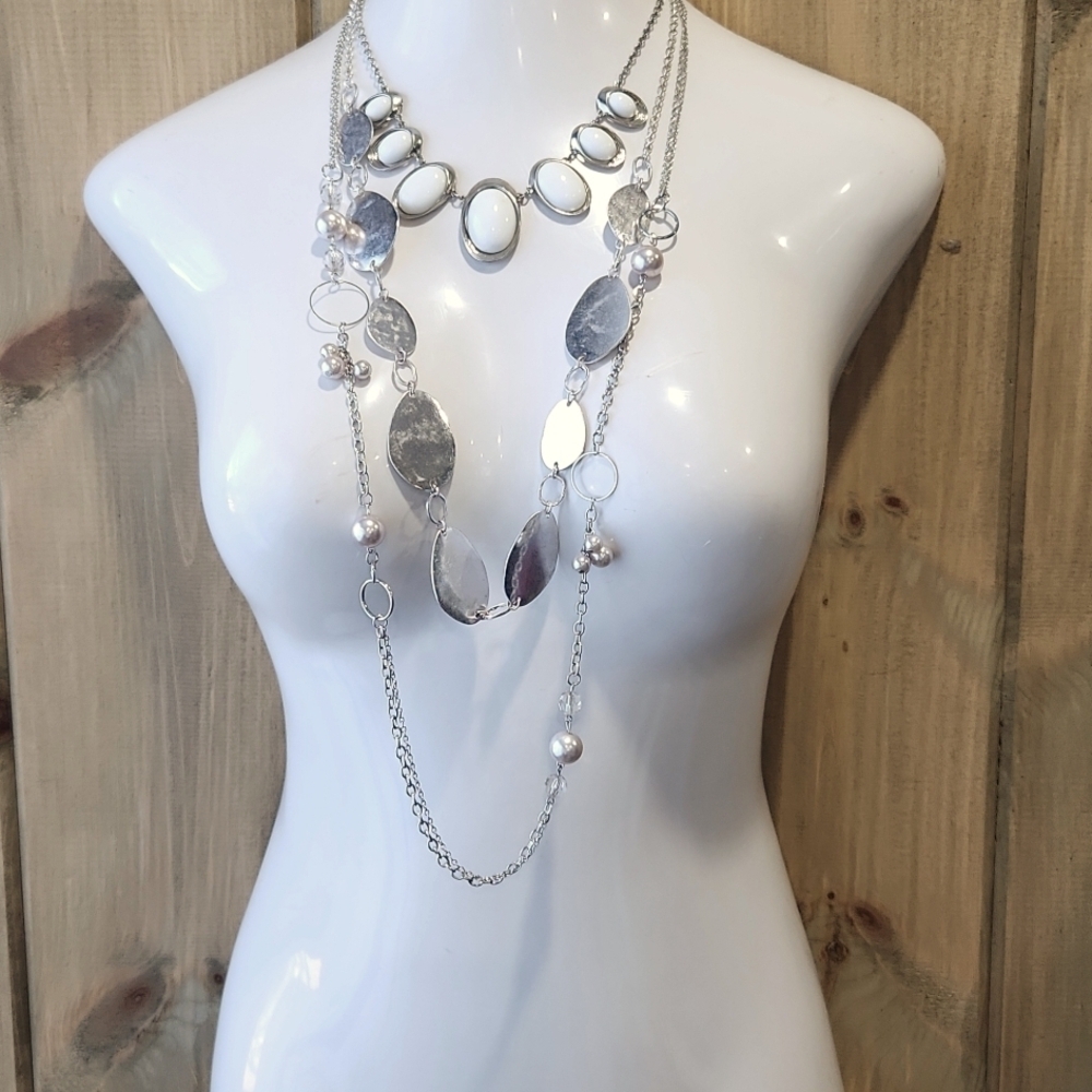 Jewelry Lot, 3 necklaces, statement, layering, mixed metals